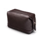 Leather wash bag, brown, side view