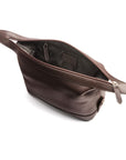 Leather wash bag, brown, inside view