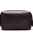 Leather wash bag, brown, front view