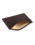 Brown Full Grain Flat Leather 8 Credit Card Wallet