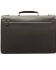 Leather briefcase with silver lock, Harvard, brown pebble grain, back