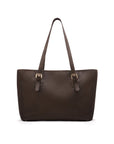 Women's leather 13" laptop workbag, brown, front