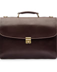 Leather trolley sleeve briefcase, brown, front