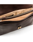 Leather trolley sleeve briefcase, brown, inside