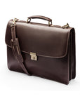 Leather trolley sleeve briefcase, brown, side