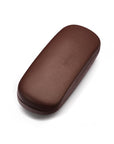 Hard rounded leather glasses case, brown, front