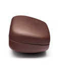 Hard rounded leather glasses case, brown, depth