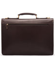 Leather Briefcase with combination lock, Harvard, brown, back