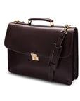 Leather Briefcase with combination lock, Harvard, brown, side