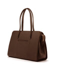 Ladies' leather 15" laptop handbag, brown, back view