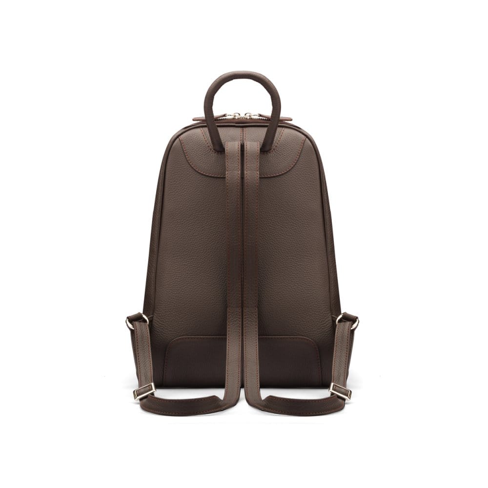 Ladies leather backpack, brown, back