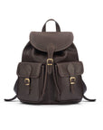 Large leather backpack, brown, front view