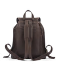 Large leather backpack, brown, back