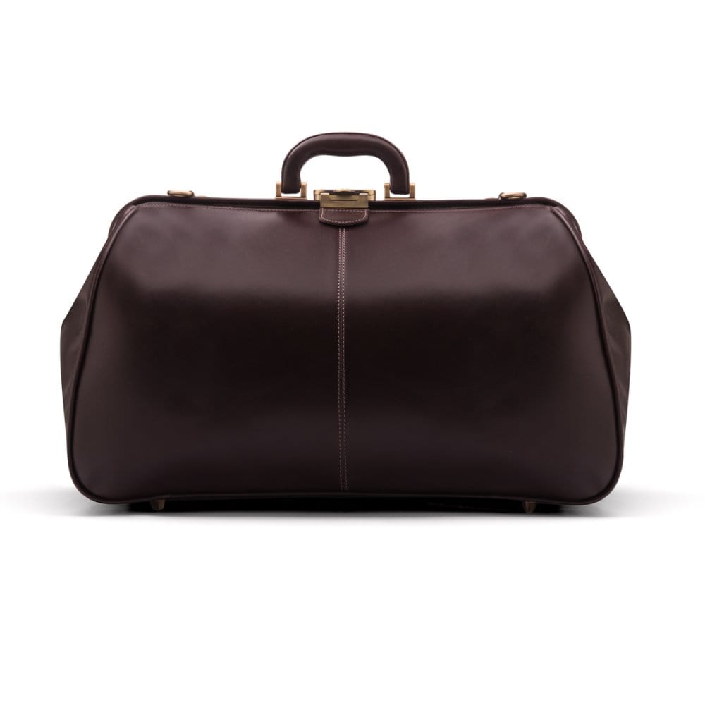 Large leather Gladstone holdall, brown, front