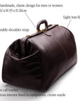 Large leather Gladstone holdall, brown, features