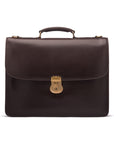 Brown Leather Hatton Briefcase With Solid Brass Lock