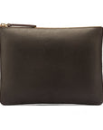 Large leather makeup bag, brown, front view