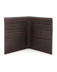 3/4 height leather wallet 14 CC, brown, open