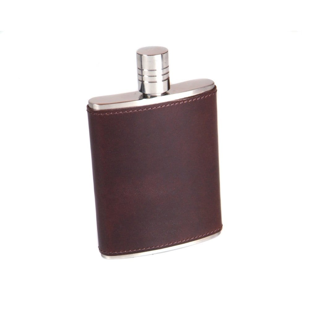 Brown Leather Covered 3oz Hip Flask