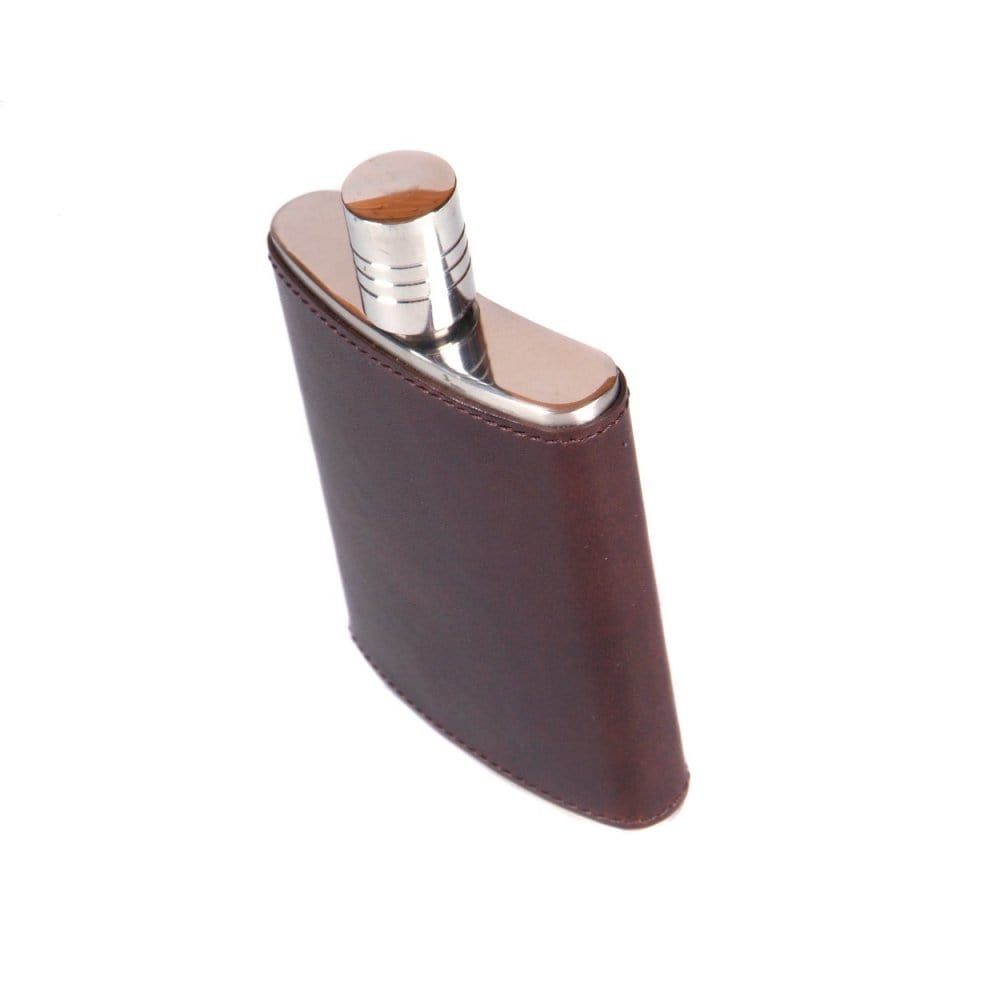 Brown Leather Covered 3oz Hip Flask