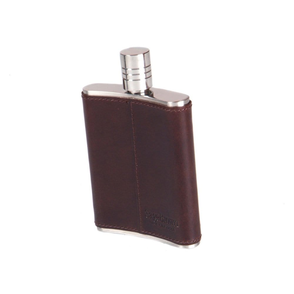 Brown Leather Covered 3oz Hip Flask