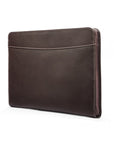 Leather A4 zip around document folder, brown, side