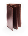 Leather bifold card wallet, brown, front