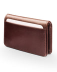 Leather bifold card wallet, brown, back