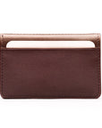 Leather bifold card wallet, brown, front view