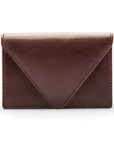 Leather business card envelope, brown, front