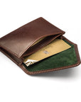 Leather business card envelope, brown, inside