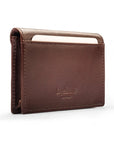 Leather business card envelope, brown, back