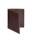 Leather compact billfold wallet 6CC, brown, front