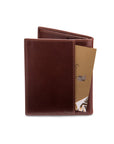 Leather compact billfold wallet 6CC, brown, back