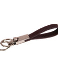 Leather detachable key ring, brown, front