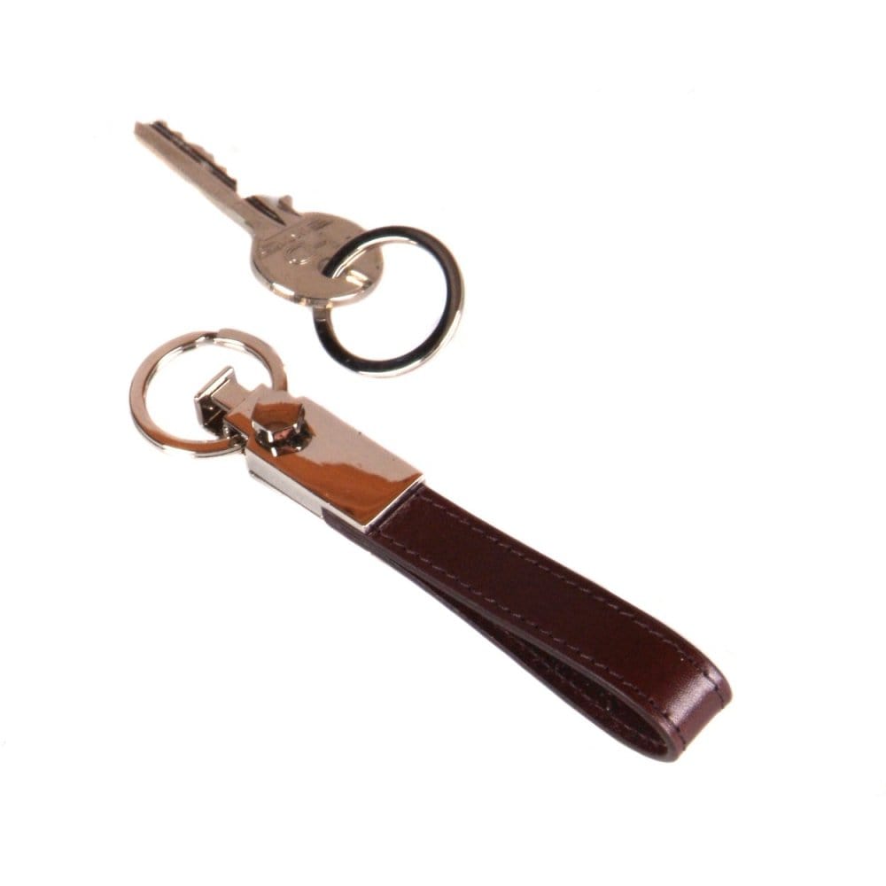Leather detachable key ring, brown