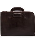 Leather document case with retractable handles, brown, front