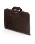 Leather document case with retractable handles, brown, side