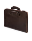 Leather document case with retractable handles, brown, back