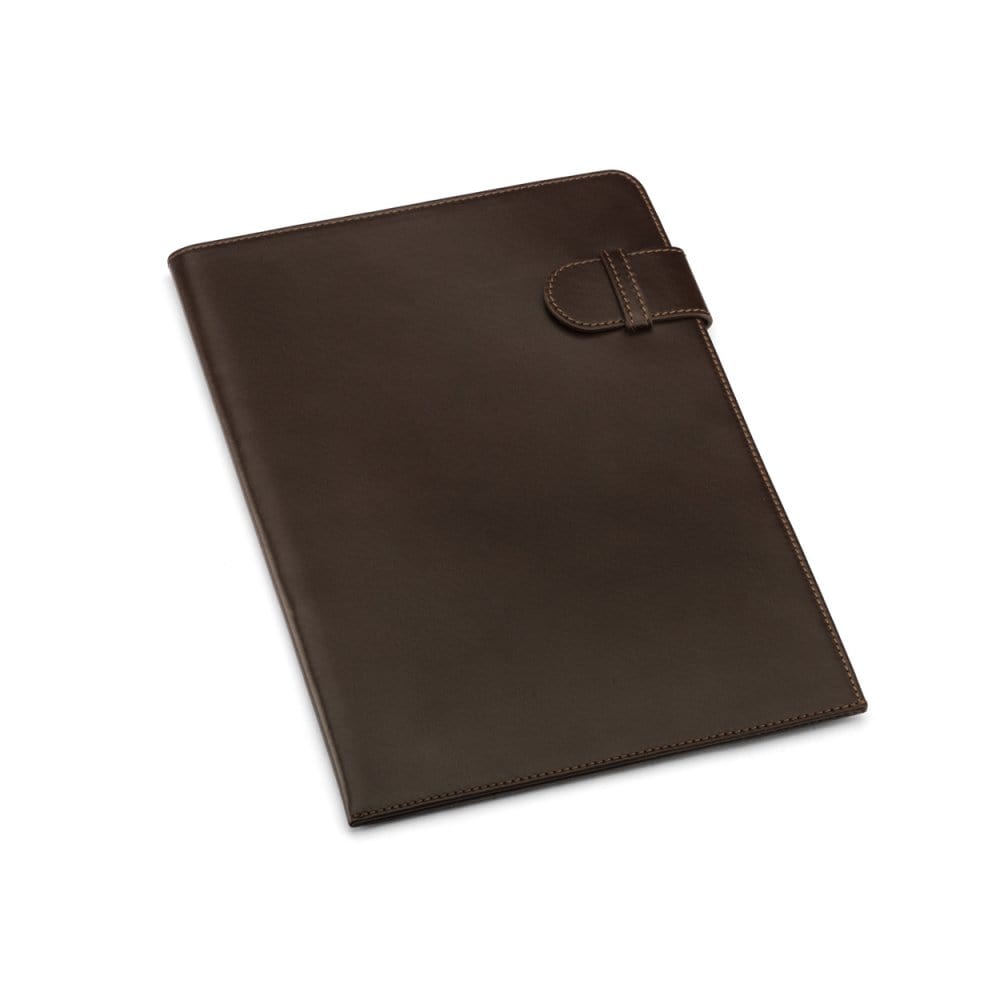 Leather document folder, brown, front