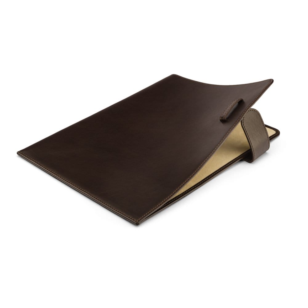 Leather document folder, brown, inside