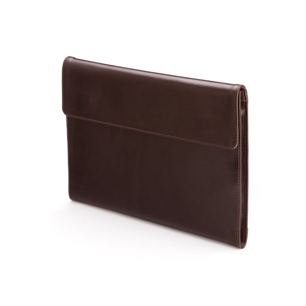 Leather envelope folder, brown, front