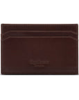 Flat leather credit card holder with middle pocket, 5 CC slots, brown, back