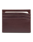 Leather flat credit card wallet 6 CC, brown, front