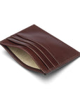 Leather flat credit card wallet 6 CC, brown, inside