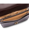 Leather briefcase with brass lock, Harvard, brown, inside