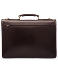 Leather briefcase with brass lock, Harvard, brown, back