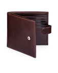 Leather wallet with tab closure, brown, front