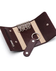 Key wallet with detachable key fob, brown, open