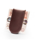 Leather Magnetic Money Clip, brown, back